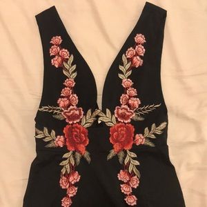 Black floral embroidered dress
